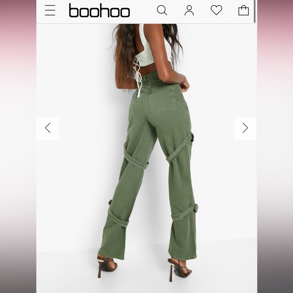 Boohoo High Waisted Buckle Cargo Jeans